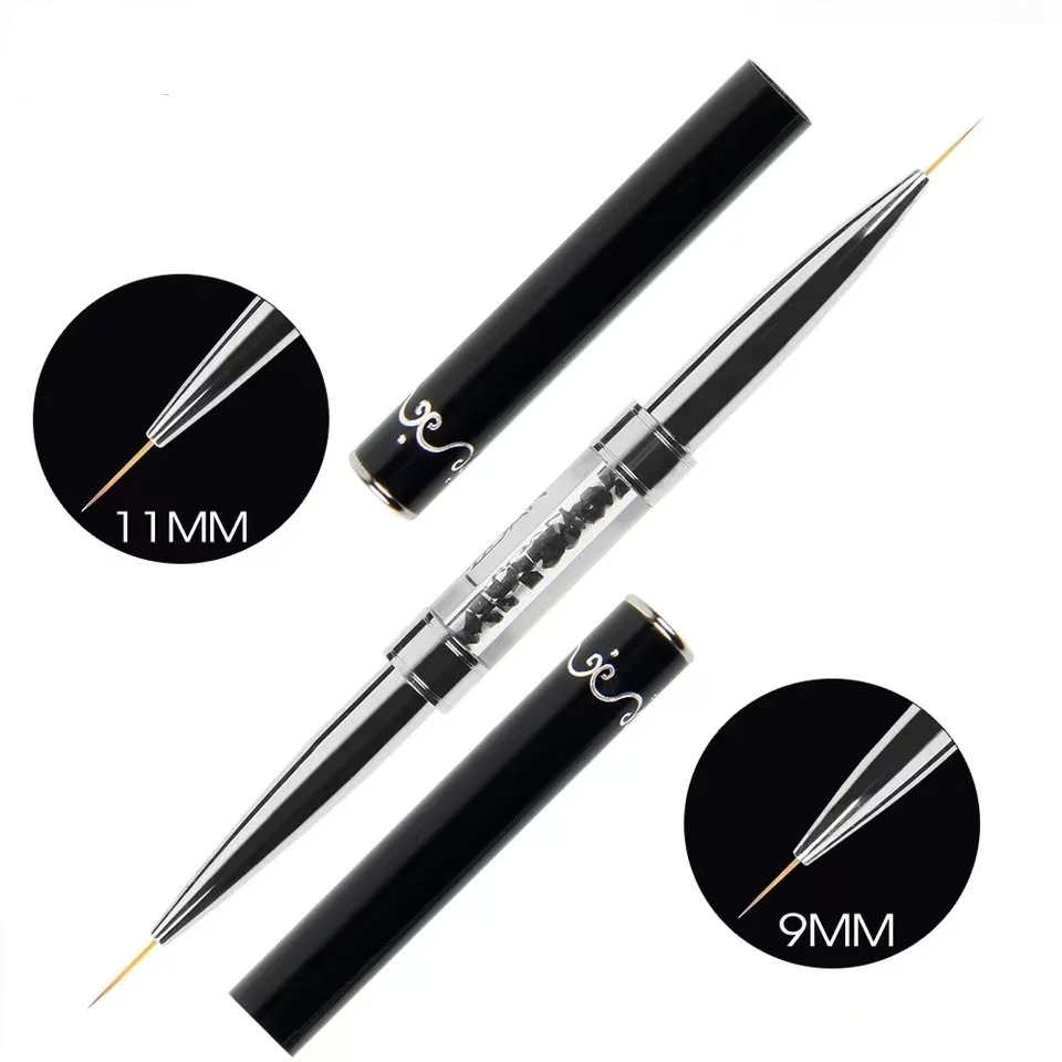 Nail Art Kaki - Dual-ended Black Metal Handle Nail Art
