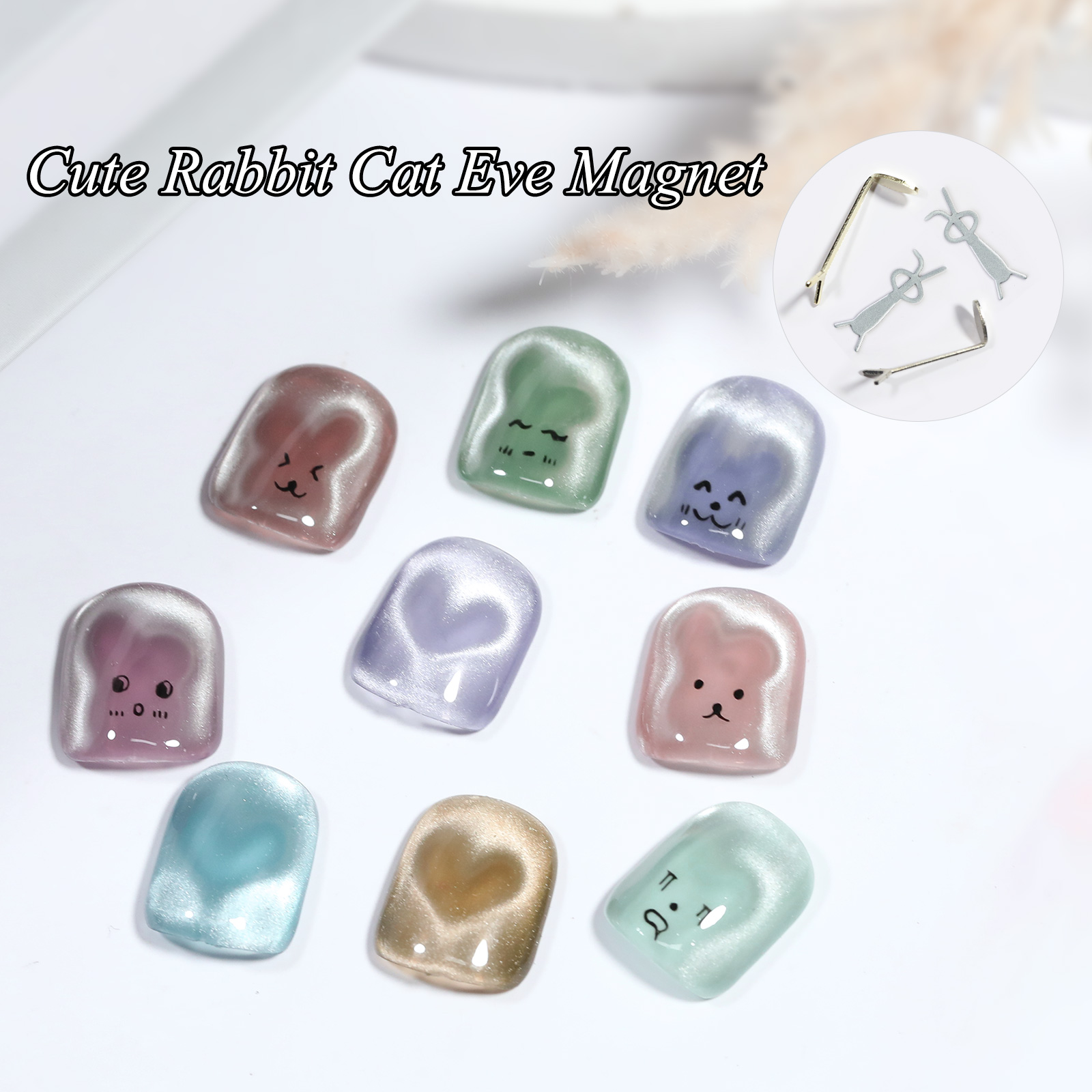 1/4Pcs Rabbit Bear Heart Shape - đánh giá và giá Nail Art Full Color