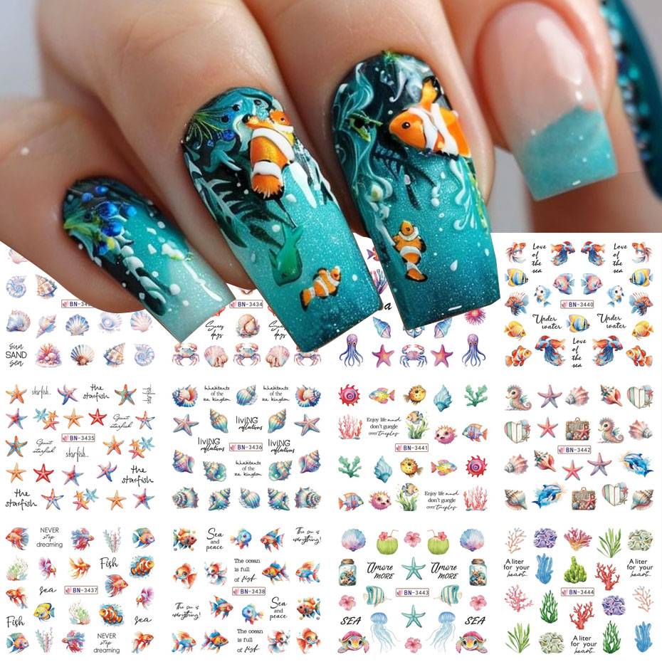 12 Design Ocean Creature Water - đánh giá và giá Nail Art France