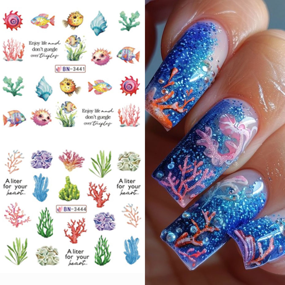 12 Design Ocean Creature Water - đánh giá và giá Nail Art France