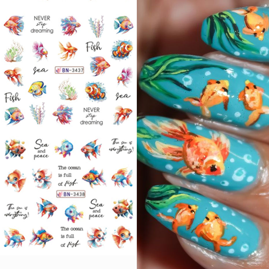 12 Design Ocean Creature Water - đánh giá và giá Nail Art France