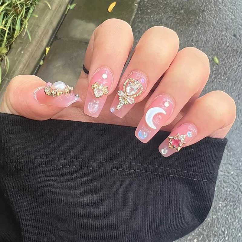 24pcs/box Luxury Pink Long Cof - đánh giá và giá Nail Art Maroon