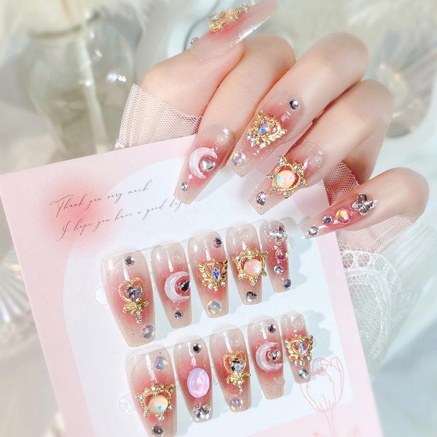 24pcs/box Luxury Pink Long Cof - đánh giá và giá Nail Art Maroon