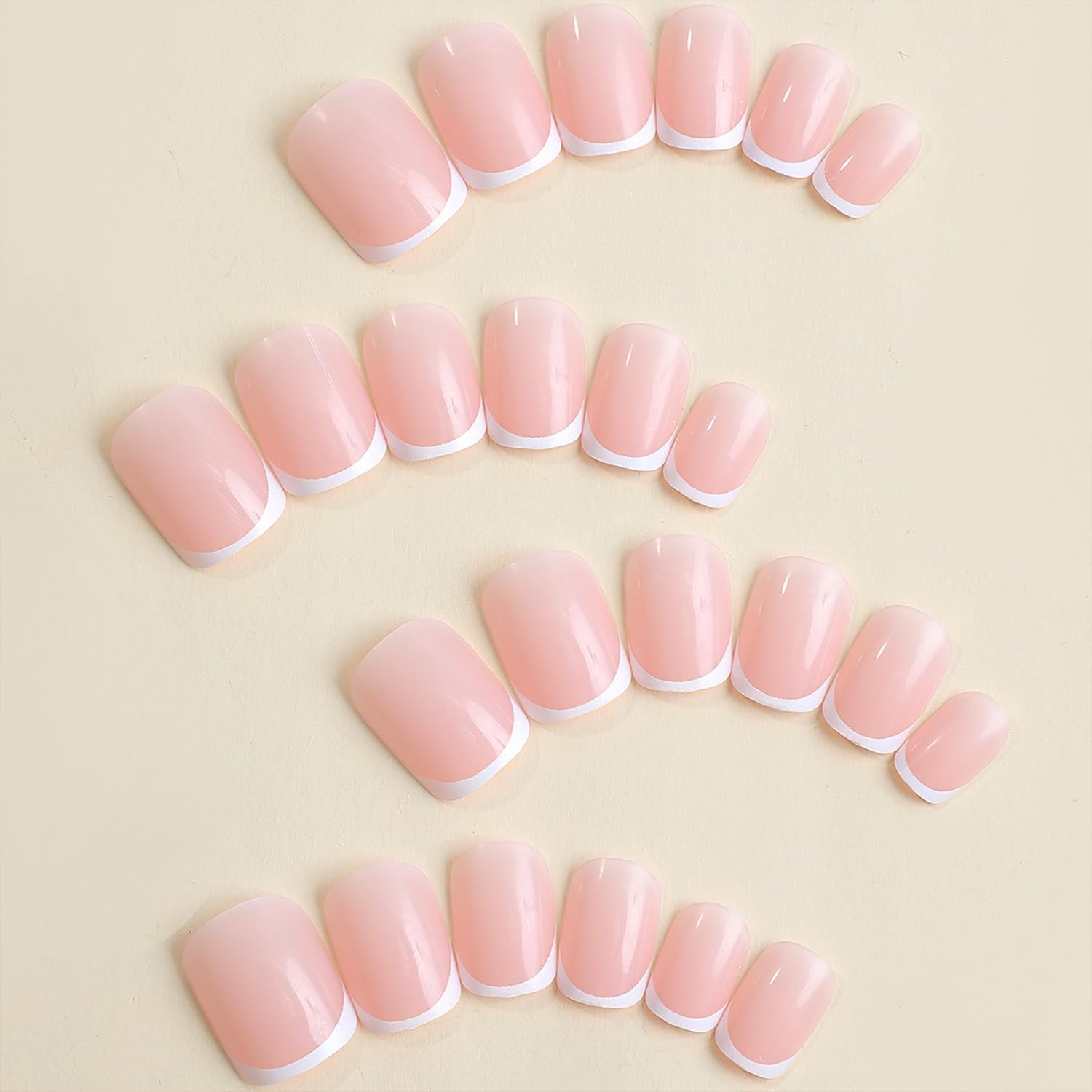 24PCS Short Square White Franc - đánh giá và giá Nail Art France