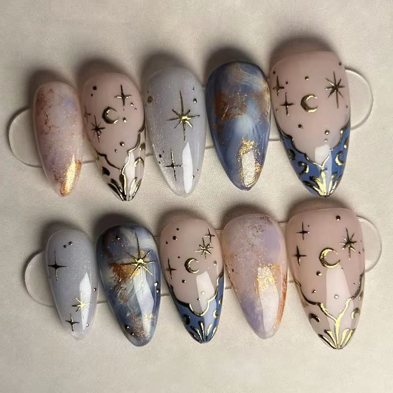 24Pcs Short Almond Nails Set F - đánh giá và giá Nail Art Maroon