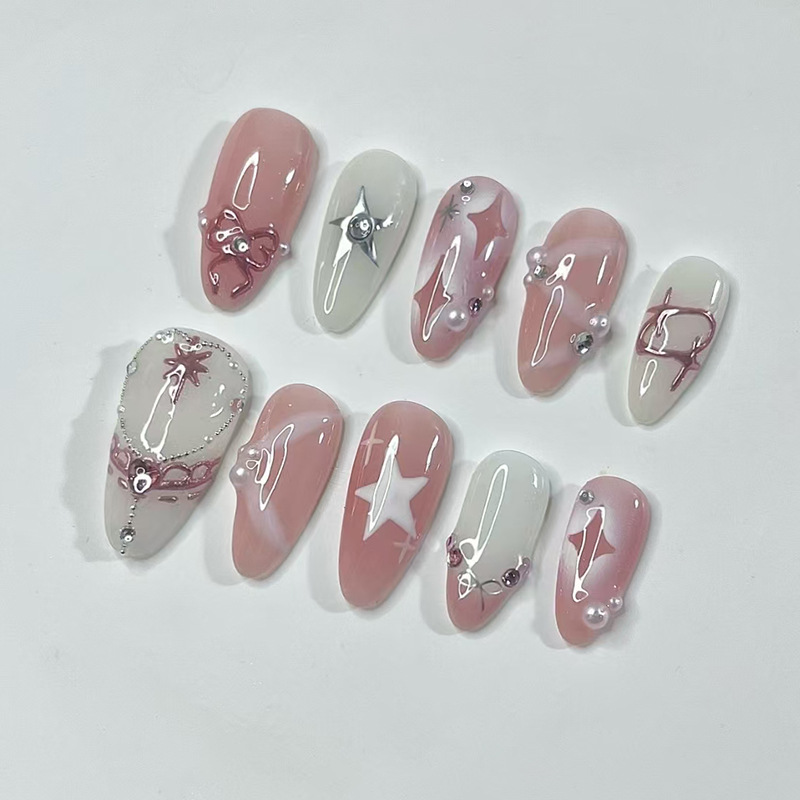 24Pcs Short Almond Nails Set F - đánh giá và giá Nail Art Maroon