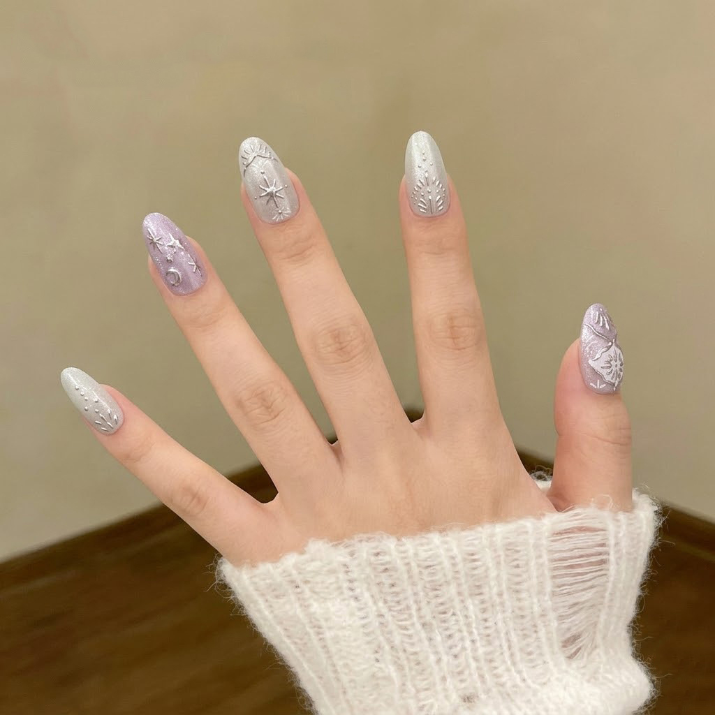 10pcs Baroque Press On Nails S - đánh giá và giá Nail Art Maroon