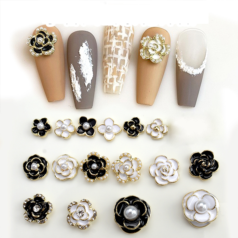 10PCS Bright White Black Dimao - đánh giá và giá Nail Art Rose Gold