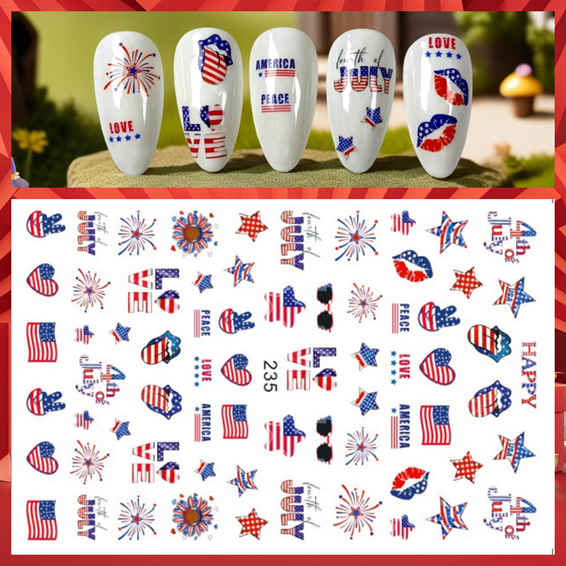 1Sheet 4th of July Nail Sticke - đánh giá và giá Nail Art France