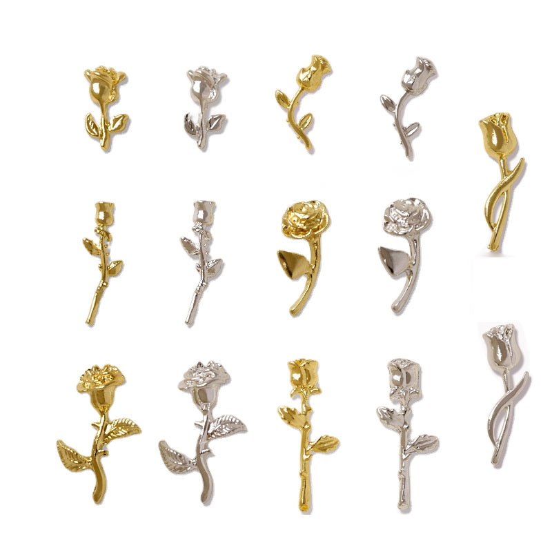 10 Chiếc 3D Hoa Hồng Móng Tay  - đánh giá và giá Nail Art Rose Gold