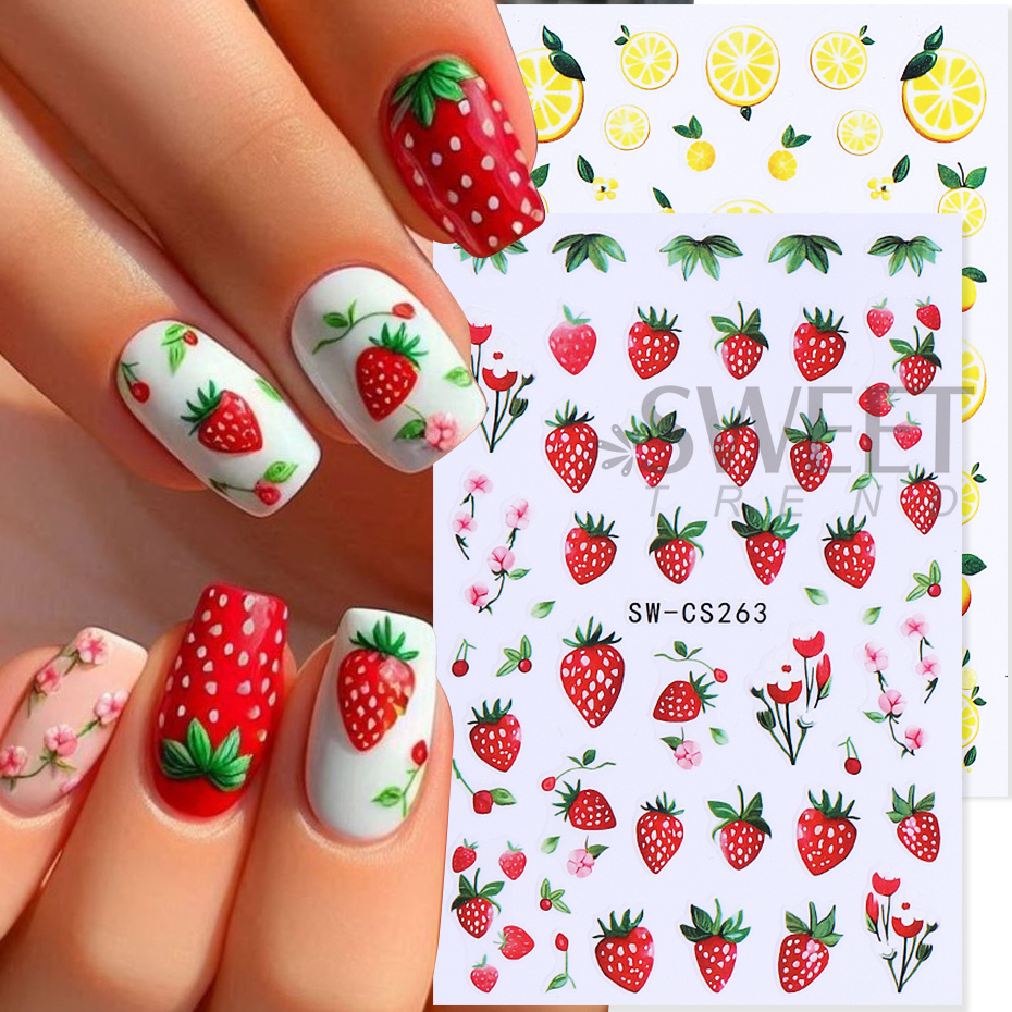 5pcs Fruits Nail Stickers Cute - đánh giá và giá Nail Art France