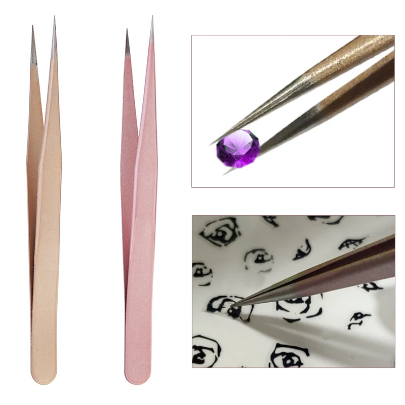 1Pc Straight Tweezer in Champa - đánh giá và giá Nail Art Rose Gold