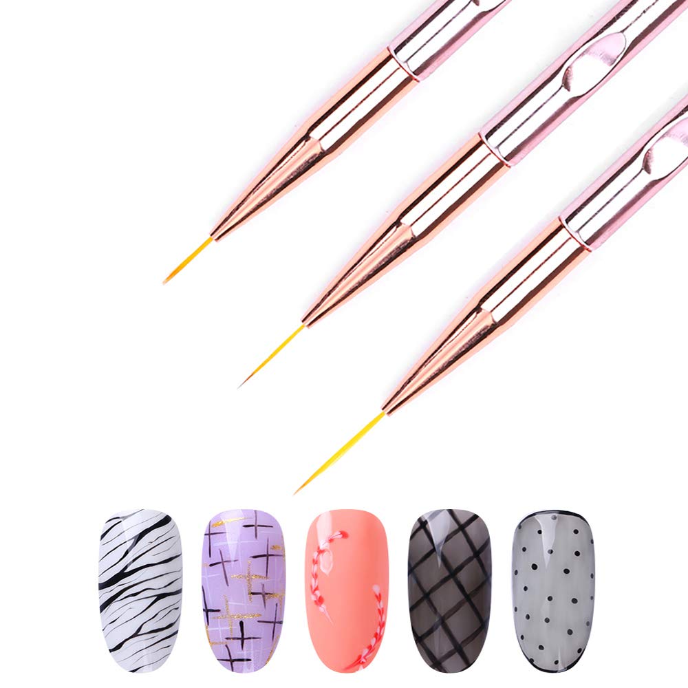 3Pcs/Set Nail Art Brush Nail A - đánh giá và giá Nail Art Rose Gold