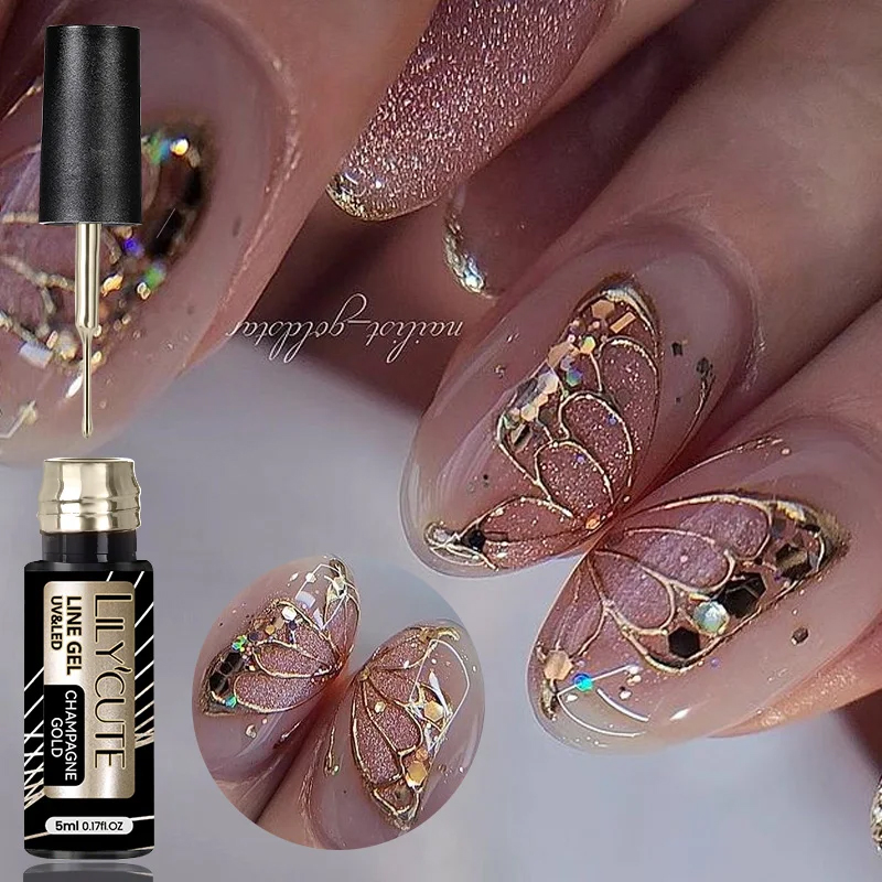 LILYCUTE 5ml Super Bright Meta - đánh giá và giá Nail Art Rose Gold