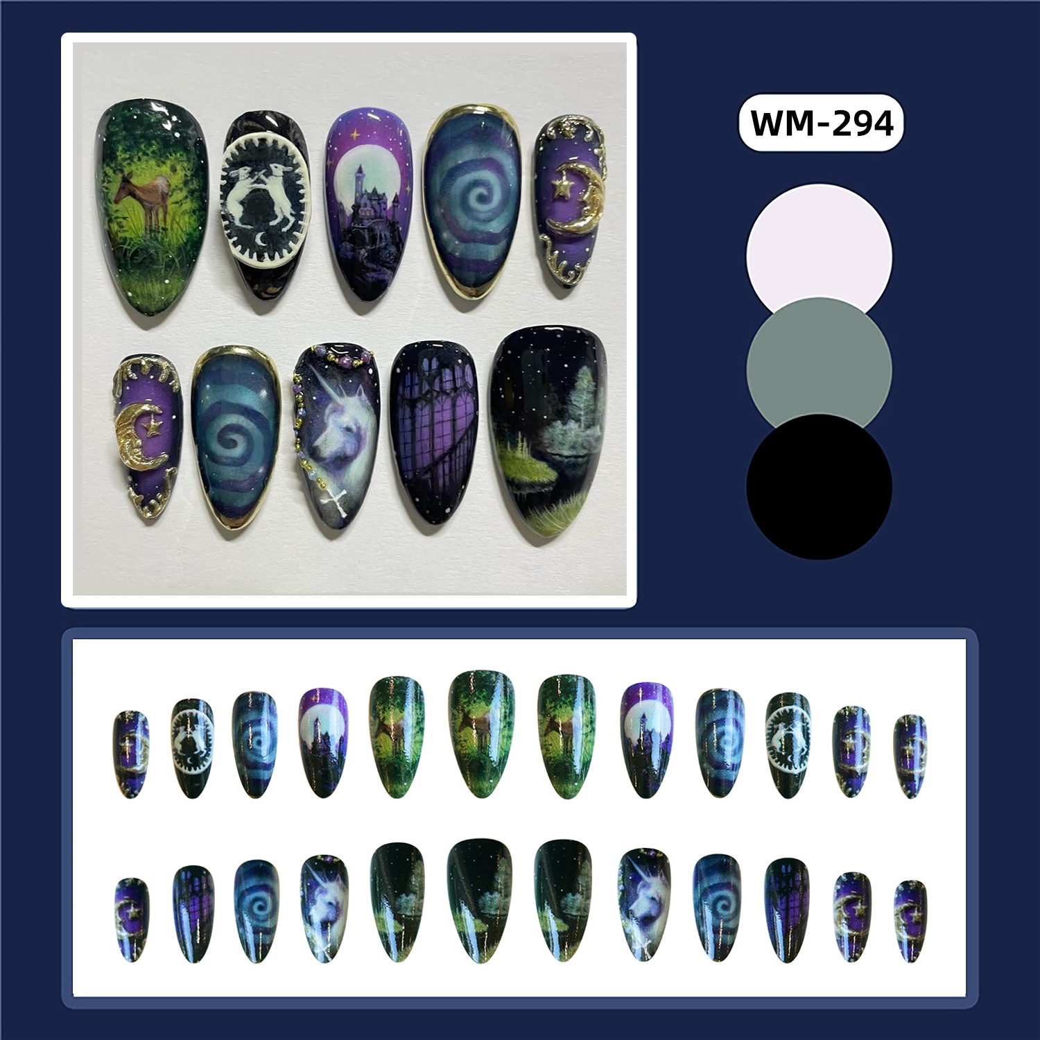 24pcs Fantasy Celestial Horse  - đánh giá và giá Nail Art Maroon