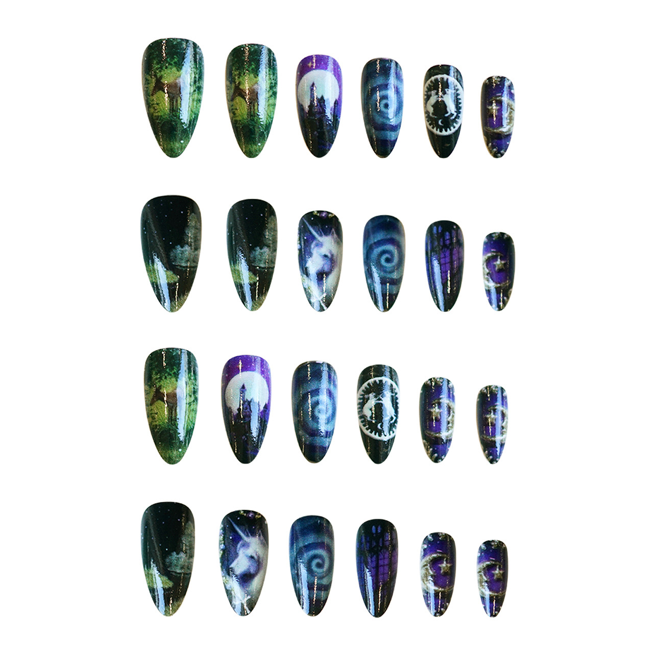 24pcs Fantasy Celestial Horse  - đánh giá và giá Nail Art Maroon