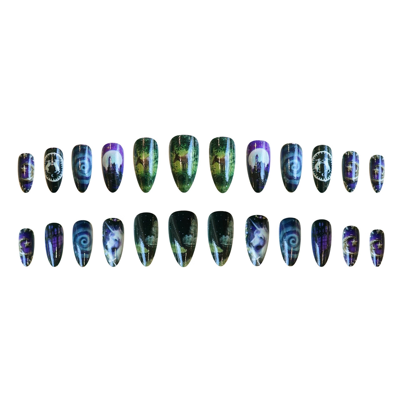 24pcs Fantasy Celestial Horse  - đánh giá và giá Nail Art Maroon
